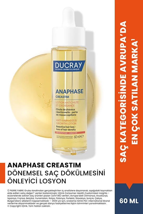 Ducray Anaphase Creastim Saç Dökülmesine Karşı Losyon Zayıf ve Dökülmeye Eğilimli Saçlar İçin  60 ml