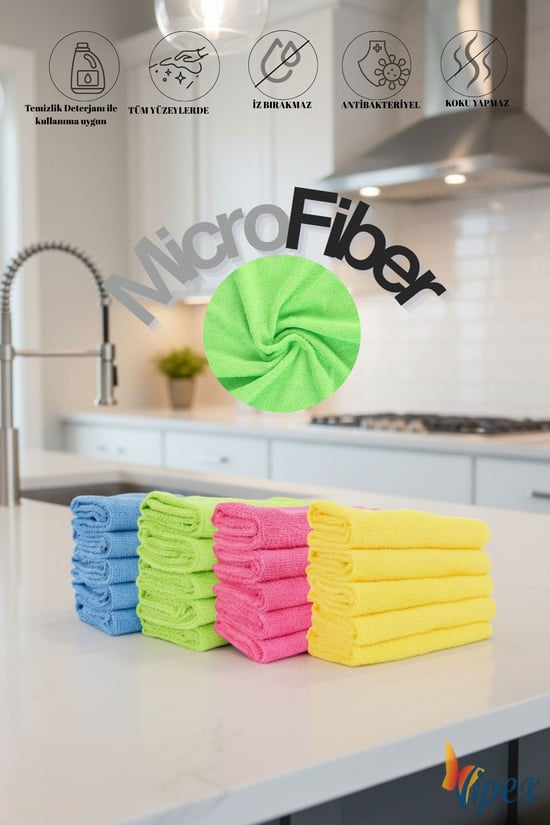 Vipex 40x40 cm Ultra Emiciliğe Sahip 160 Gsm Mikrofiber Bez Pembe Renk