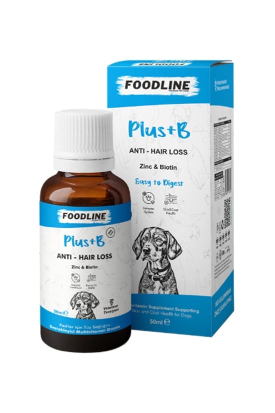 Foodline Köpekler için Plus +B Damla 50ml | Tüy Sağlığını Destekleyici Biotinli Multivitamin