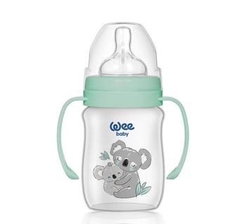 Wee Baby Safari Kulplu PP Biberon 150 ml 0-6 ay  (no:2 geniş ağızlı biberon emziği hediye)