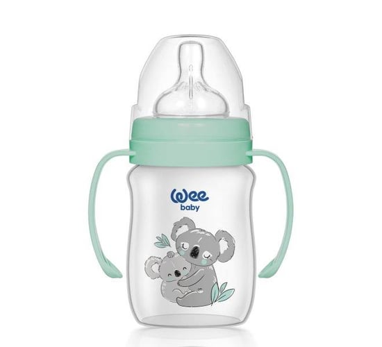Wee Baby Safari Kulplu PP Biberon 150 ml 0-6 ay  (no:2 geniş ağızlı biberon emziği hediye)