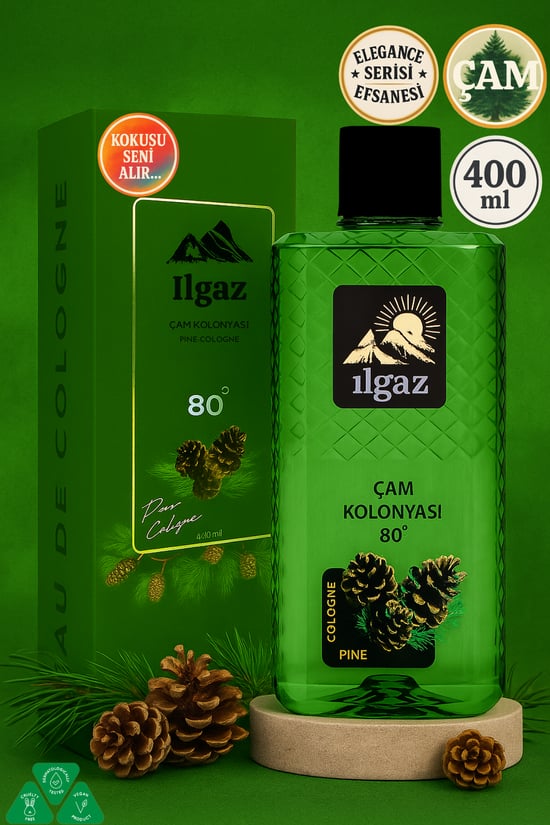 Ilgaz Çam Kolonyası 80 Derece Çam Kozalağı Kokusu Elegance Series 400 ml
