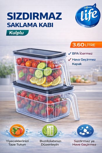 Life Sızdırmaz Saklama Kabı Kulplu 3.60