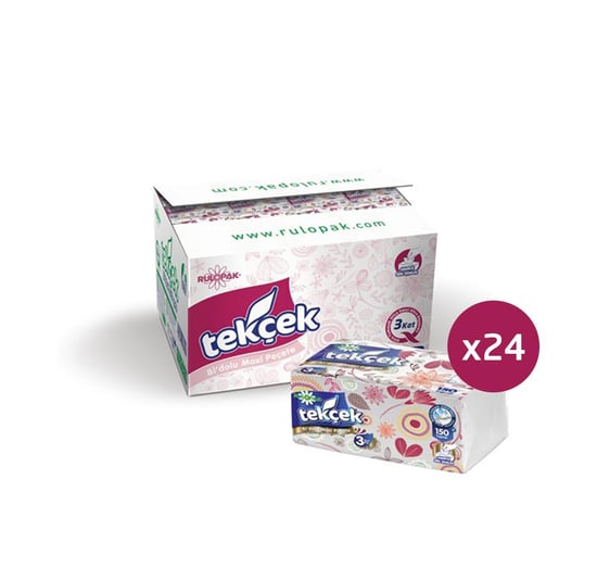 Rulopak Tekçek Bi'Dolu Maxi Peçete 3 Katlı 150 Yaprak 24'Lü Paket