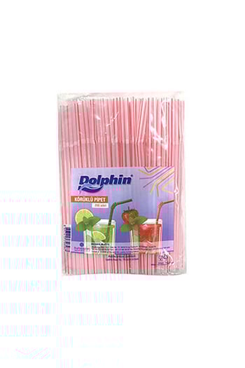 Dolphin Körüklü Plastik Pipet 5mm x 22cm - 200 Adet