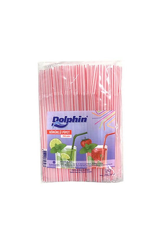 Dolphin Körüklü Plastik Pipet 5mm x 22cm - 200 Adet