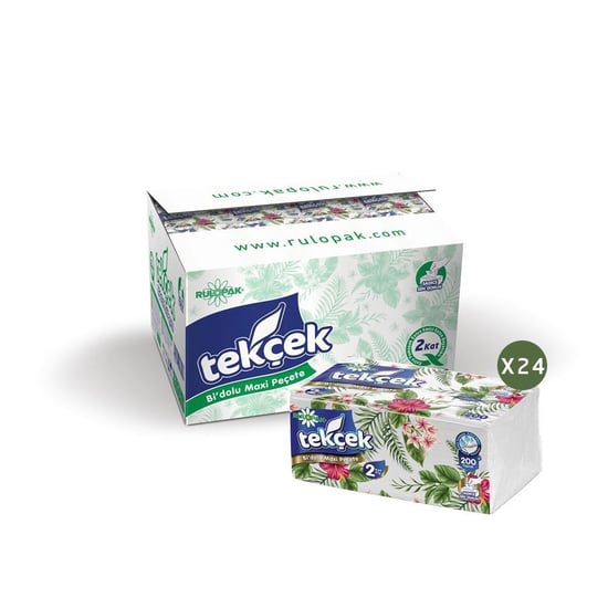 Rulopak Tekçek Bi'Dolu Maxi Peçete 2 Katlı 200 Yaprak 24'Lü Paket