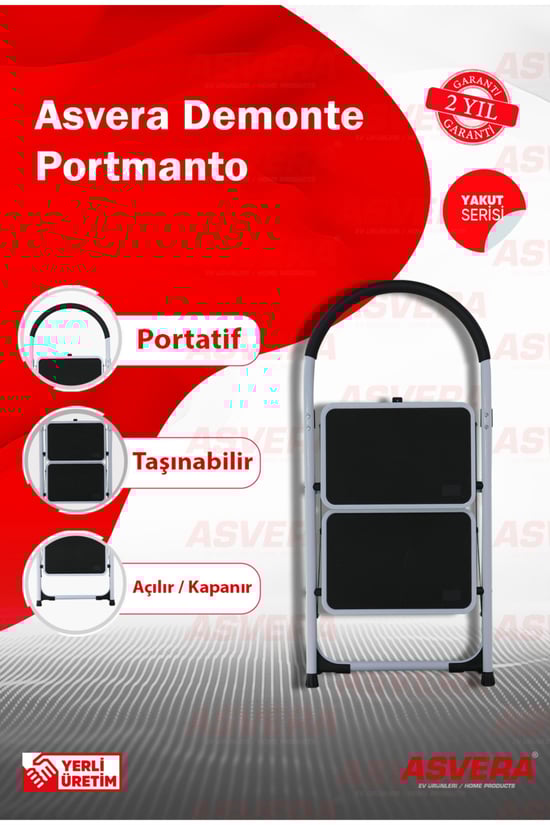 Yakut Serisi – Vertika 2’li Ev Tipi Katlanır Merdiven | Kaymaz, Hafif ve Dayanıklı