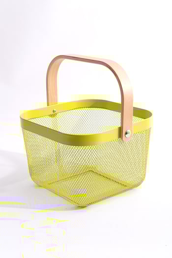 Ahşap Saplı Çok Amaçlı Metal Düzenleme Saklama Depolama Sepeti Ye