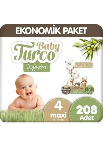 Baby Turco Ekonomik Paket 4 Numara 52'li Bebek Bezi