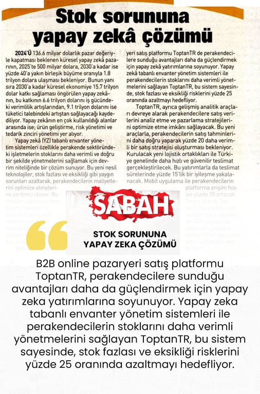 Stok Sorununa Yapay Zeka Çözümü
