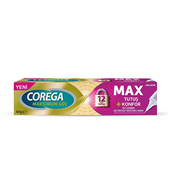 Corega Maksimum Güç Max Tutuş + Konfor Diş Protezi Yapıştırıcı Krem 40 gr