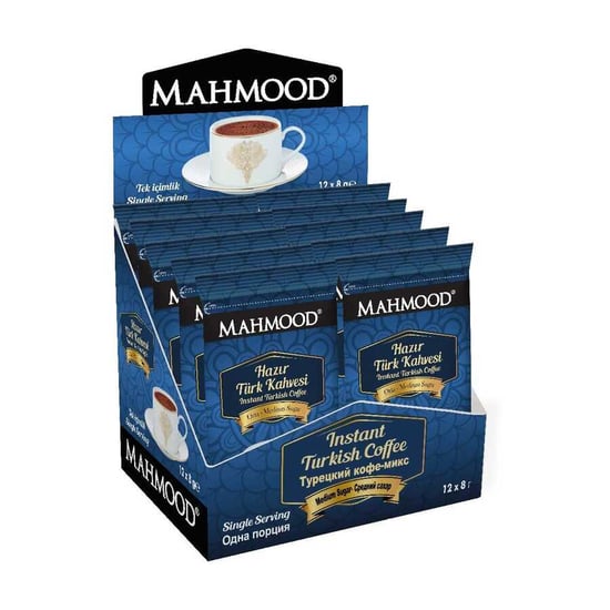 Mahmood Coffee Hazır Türk Kahvesi Orta Şekerli 8 gr 12'li Paket