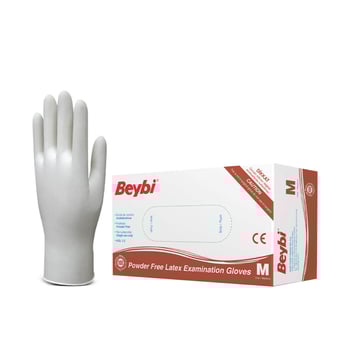 Beybi Pudrasız Lateks Muayene Eldiveni M Beden Beyaz 100'lü