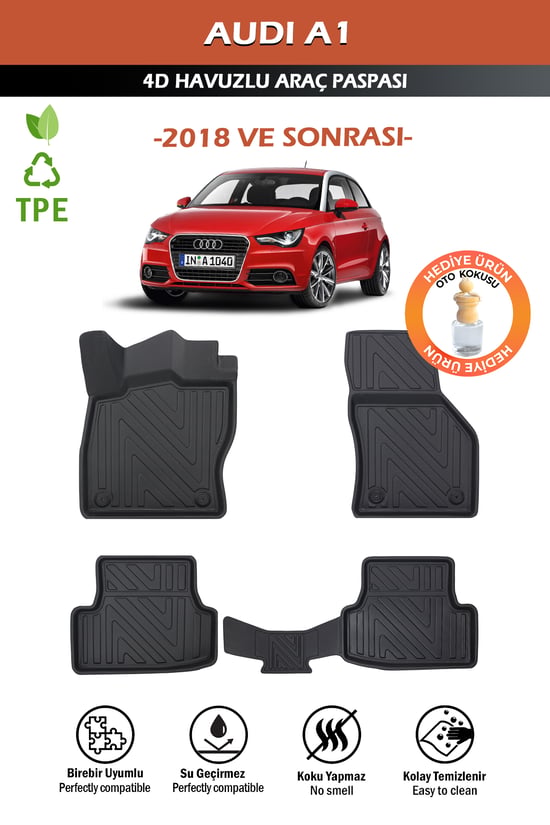 Havuzlu 3d Siyah Paspas Takımı,Audi-A1 2018 Sonrası 3d Havuzlu Paspas