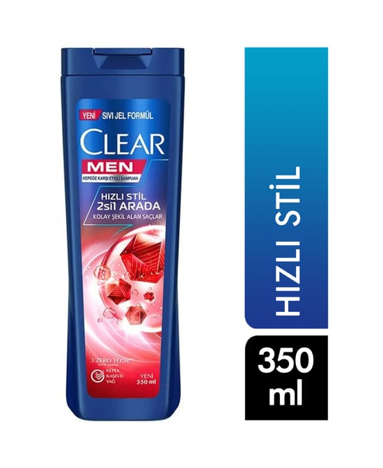 clear,clear men, men şampuan, 350 ml, hızlı stil, 2si1arada, kepeğe karşı, kepeğe karşı şampuan