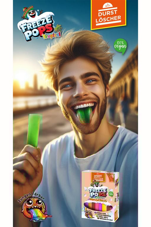 DURST LÖSCHER FREEZE POPS TROPICAL RENKLİ DİL BOYAYAN VEGAN MEYBUZLAR - 10'LU