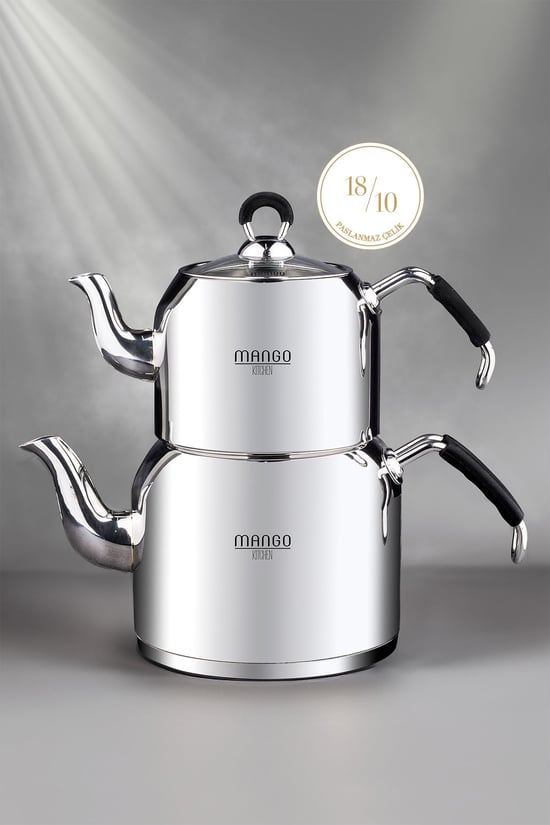 Mango Kitchen - Maxi Büyük Boy 18/10 Paslanmaz Çelik 1.6-2.5 Lt. Çaydanlık Takımı * 4 ADET