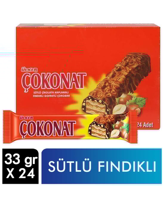 Ülker,Ülker Çokonat Kaplı Gofret 33 gr X 24'lü Paket,aburcubur ürünleri,abur cubur çeşitleri,çikolata ürünleri,çikolata çeşitleri,çikolata fiyatları,gıda ürünleri,toptan satın al,toptantr,toptan mağazacılık