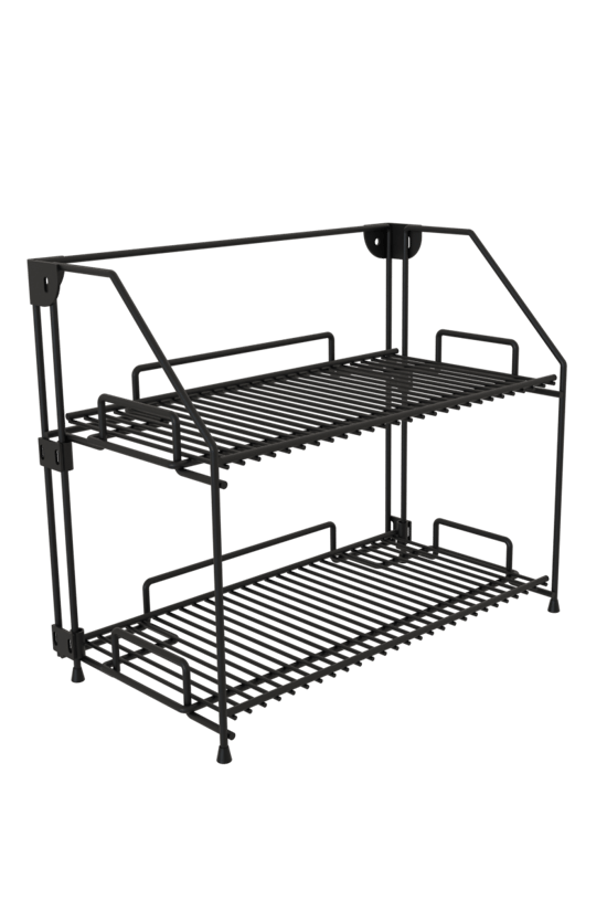 Akroraf Siyah Metal Özel Tasarım Çok Amaçlı Raf Mutfak Banyo Duva