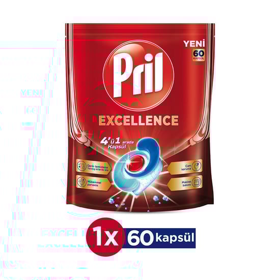 Pril 4 ü 1 Arada Excellence Bulaşık Makinesi Deterjanı  Tableti 60 Kapsül