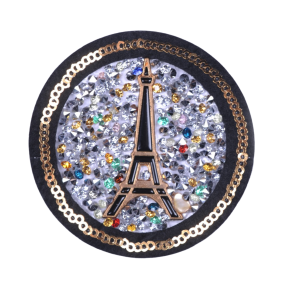 P Parla Aplike Ütü İle Yapışan Taşlı Eyfel Kulesi Siyah Arma 6 cm