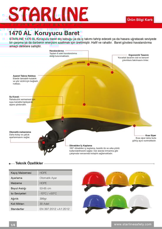 Starline 1470-al Koruyucu Baret/mavi̇