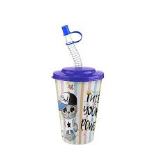 Titiz 9127 Cute Pipetli Bardak 400 Ml-Plastik Pipetli Bardak