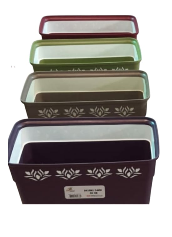 Bee 637 Desenli Saksı Küçük 30 Cm-Dikdörtgen Renkli Saksı