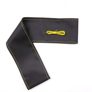 P Parla Tüm Araçlara Uyumlu Deri Direksiyon Kılıfı, Dikmeli Sarı Dikişli