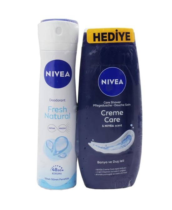 Nivea Deodorant 150 ml Kadın Fresh Natural + Nivea 250 ml Duş Jeli Cream Care