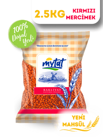 Mytat Doğal Yerli Üretim Kırmızı Futboltane Mercimek 2.5 kg