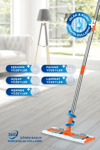 Macromax Famous+ Düz Mop Yer Temizlik Sistemi Islak ve Kuru Kullanım 360 Döner Başlıklı Pratik Paspas