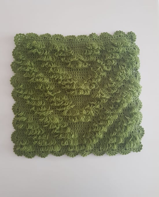 HERŞEY FIRSAT Banyo Lifi Yün El Örmesi Çeyizlik Kare Düz Desenli-Yeşil