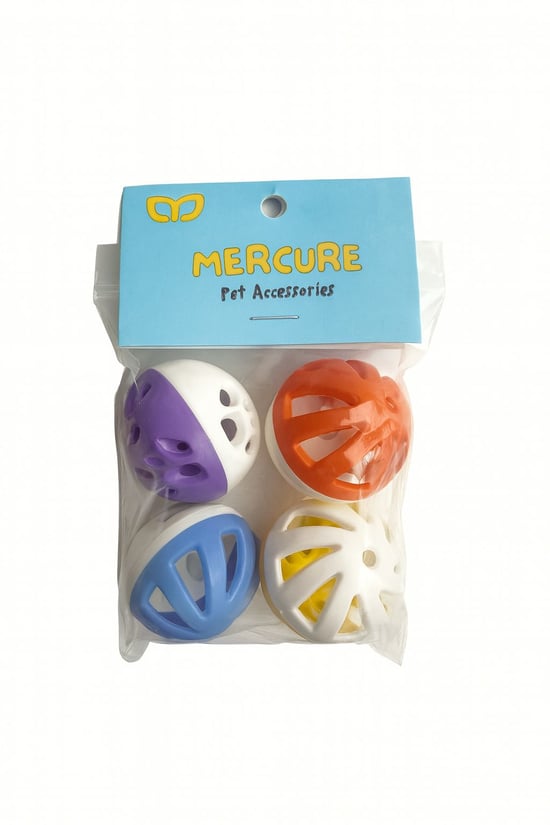 Mercure Kedi Oyuncağı Zilli Top 4Lü