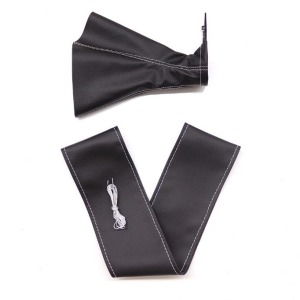 P Parla Tüm Araçlara Uyumlu Direksiyon Kılıfı Ve Vites Körüğü Siyah Deri Gri Nakışlı