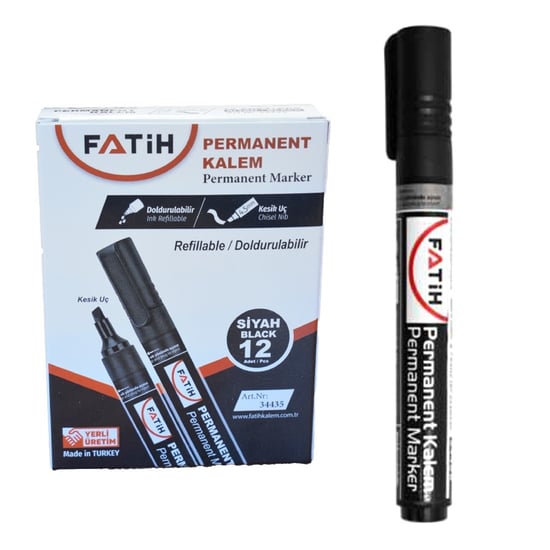 Fati̇h Doldurulabi̇li̇r Si̇yah Renk Marker Koli̇ Kalemi̇ Kesi̇k Uç 4.5mm