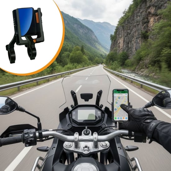 BUFFER® Evrensel Motosiklet Telefon Tutucu – Kaymaz, Kilitlenebilir Güvenli Tutuşlu, 360° Ayarlanabi