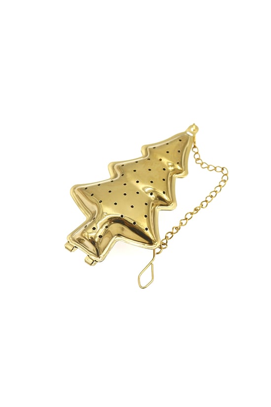 Mahmood Tea Yılbaşı Ağacı Tasarımlı Gold Paslanmaz Çelik Çay Süzgeci