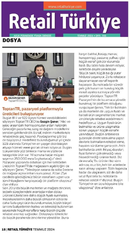 ToptanTR, Pazaryeri Platformuyla Üreticileri Buluşturuyor