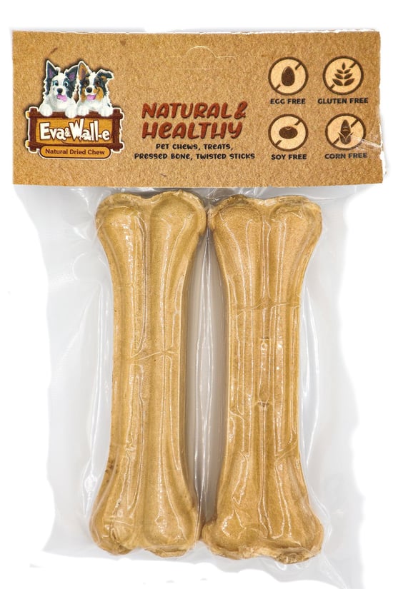 Eva & Walle Köpek Kemiği 12 Cm Naturel Pres Kemik 2’li – Ham Sığır Derisinden Doğal Çiğneme Kemiği Diş Kaşıma