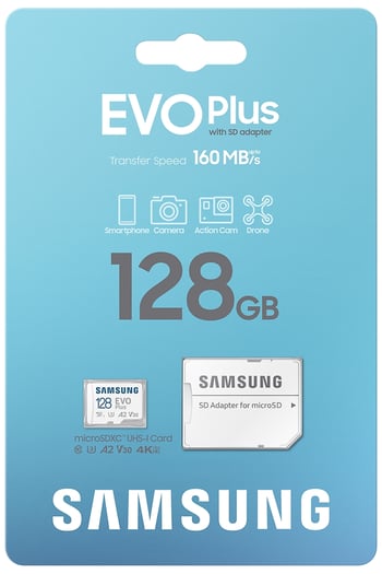 Samsung Evo Plus 128 GB Micro SD MB-MC128SA Class 10 UHS-I U3 A2 V30 MicroSD + SD Adaptör 128GB Hafıza Kartı