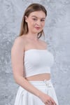 Kadın Ekru Straplez Büstiyer Crop