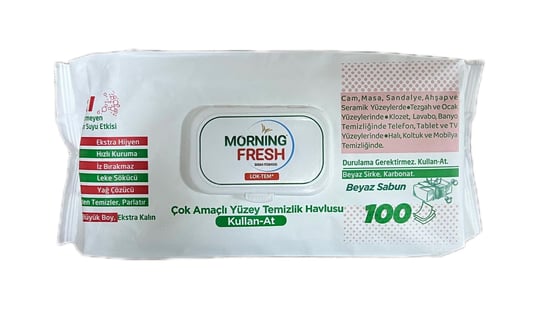 Morning Fresh Çok Amaçlı Yüzey Temizlik Havlusu Islak Mendil (Beyaz Sabun Kokulu) 100'Lü
