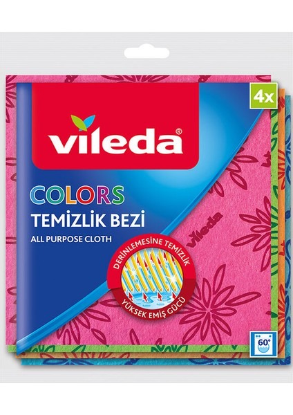 Vileda 4 Lü Colors Renkli Mutfak Bezi