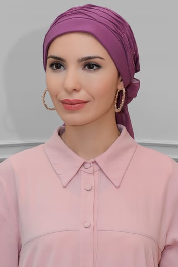 Hürrem Bone Gül Kurusu Pratik Hazır Geçmeli Tesettür Bone Sandy Kumaş İncili Pileli Nervürlü Güllü 1805_18