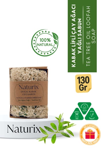 Kabak Lifli Çay Ağacı Yağı Özlü Sabun 130 gr | Arındırıcı, Gözenek Sıkılaştırıcı ve Ferahlatıcı