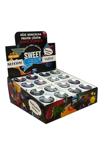 SWEET FRESH ŞEKERSİZ ŞEKER KARMA STAND - ÜÇ LEZZET - 10GR*48'Lİ / NANE - ÇİLEK - ORMAN MEYVELİ