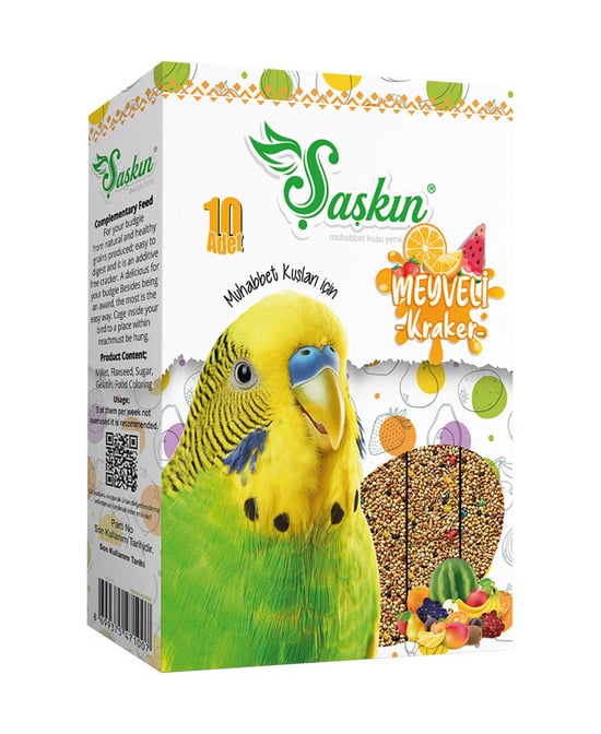 Şaşkın Muhabbet Kuşu Krakeri 10'lu Paket Meyveli
