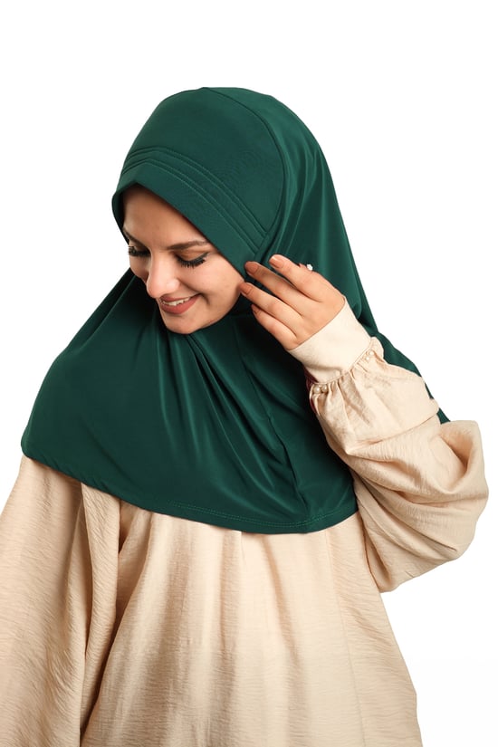 Hürrem Bone Zümrüt Pratik Hazır Geçmeli Tesettür Eşarp Sandy Kumaş Sade 1600_37